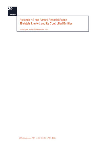 Miniature 29Metals Rapport financier 2024