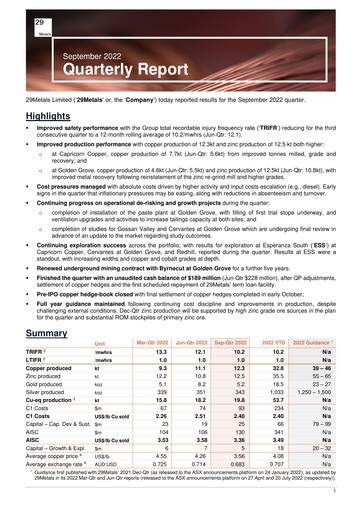 Thumbnail 29Metals Quarterly Report 2022-q3