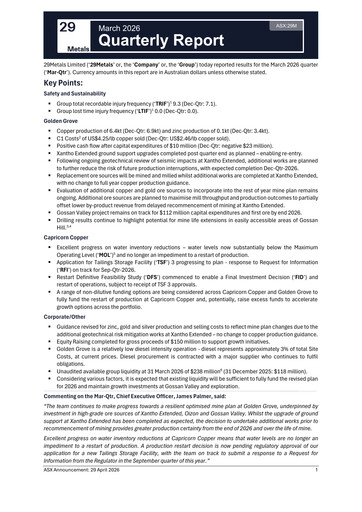 Thumbnail 29Metals Quarterly Report 2026-q1