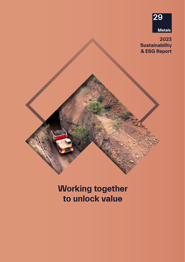 Miniature 29Metals Rapport de durabilité 2023