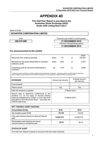 Thumbnail Schaffer Corporation Financial Report 2017-h1