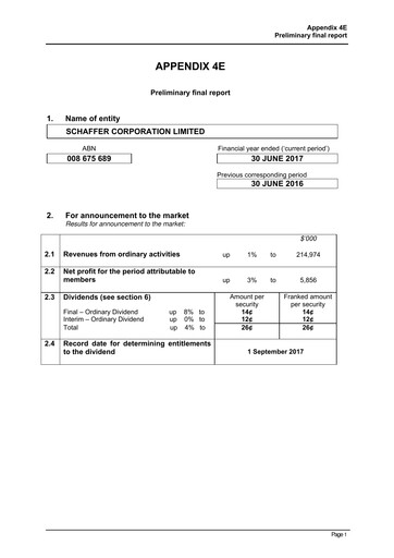 Thumbnail Schaffer Corporation Financial Report 2017