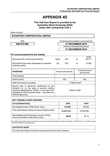 Thumbnail Schaffer Corporation Financial Report 2020-h1
