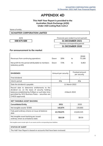 Thumbnail Schaffer Corporation Financial Report 2022-h1