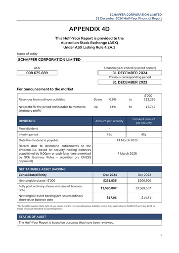 Thumbnail Schaffer Corporation Financial Report 2025-h1