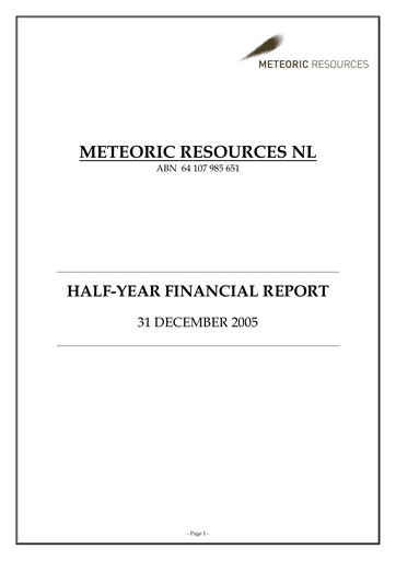 Thumbnail Meteoric Resources Half-year Report 2005