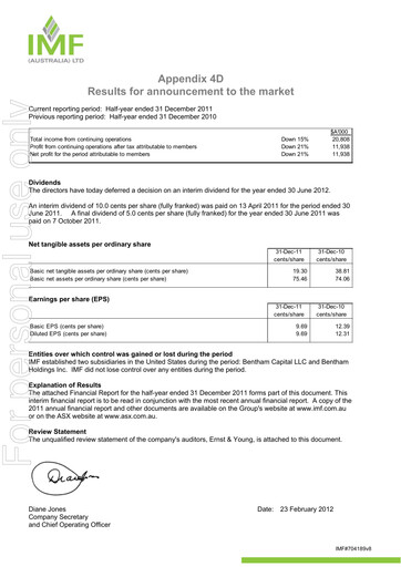 Thumbnail Omni Bridgeway Financial Report 2012-h1