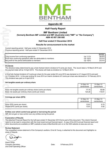 Thumbnail Omni Bridgeway Financial Report 2015-h1