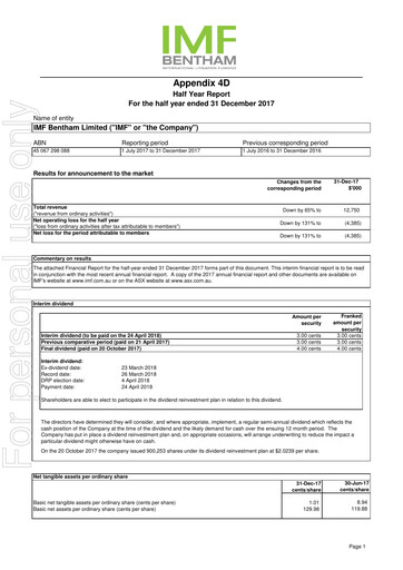Thumbnail Omni Bridgeway Financial Report 2018-h1