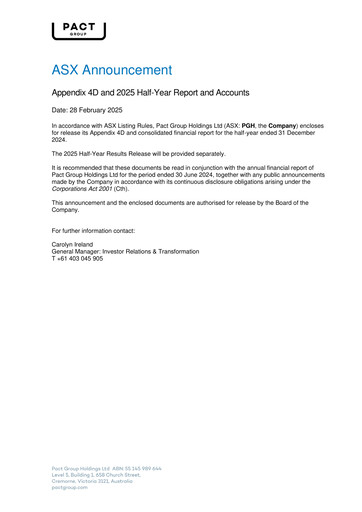 Thumbnail Pact Group Half-year Report 2025-h1