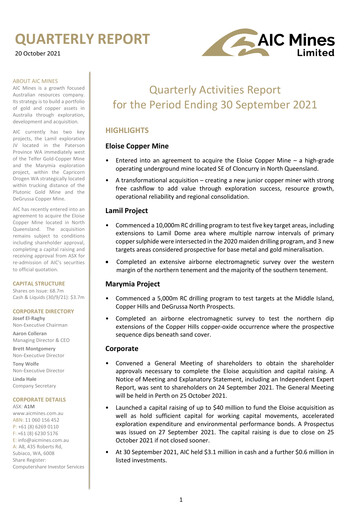 Thumbnail AIC Mines Limited Quarterly Report 2021-q3