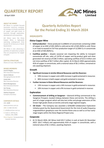 Thumbnail AIC Mines Limited Quarterly Report 2024-q1