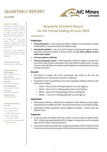 Thumbnail AIC Mines Limited Quarterly Report 2024-q2