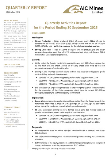 Thumbnail AIC Mines Limited Quarterly Report 2025-q3