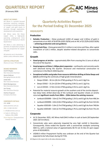 Thumbnail AIC Mines Limited Quarterly Report 2025-q4