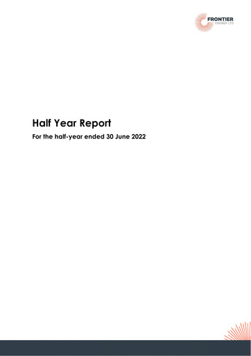 Vorschaubild Frontier Energy Limited Halbjahresbericht 2022-h1