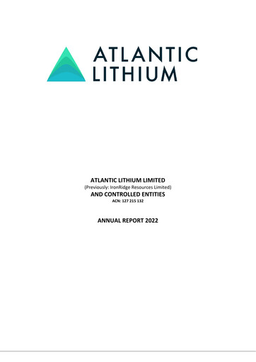 Thumbnail Atlantic Lithium Limited Annual Report 2022