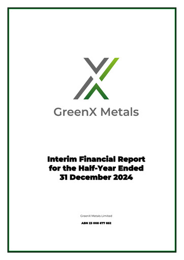Thumbnail GreenX Metals Financial Report 2025-h1