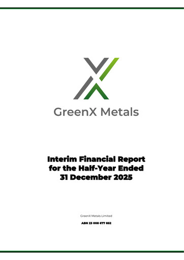 Thumbnail GreenX Metals Financial Report 2026-h1