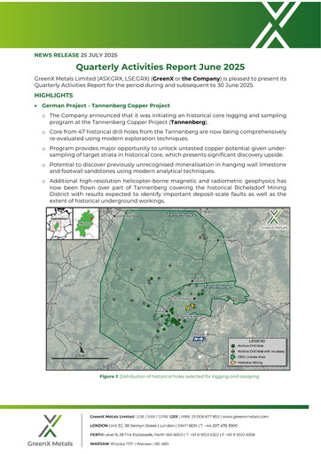 Thumbnail GreenX Metals Quarterly Report 2025-q2