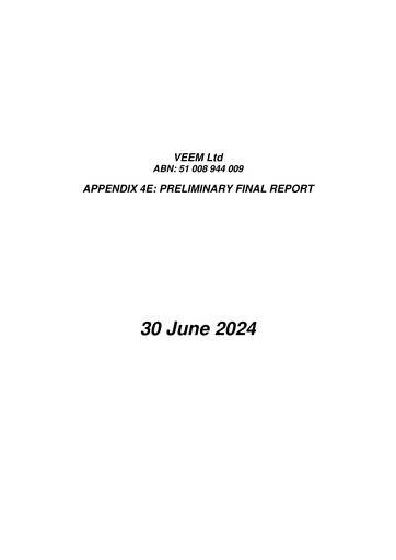 Vorschaubild VEEM Ltd Finanzmitteilung 2024