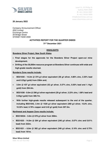 Thumbnail Silver Mines Limited Quarterly Report 2021-2022-q2
