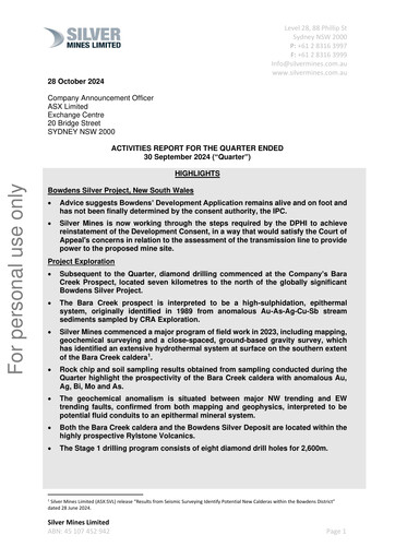 Thumbnail Silver Mines Limited Quarterly Report 2024-2025-q1