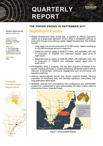 Thumbnail Renascor Resources Quarterly Report 2017-q3