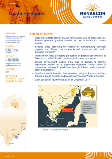 Thumbnail Renascor Resources Quarterly Report 2017-q4