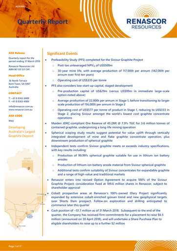 Thumbnail Renascor Resources Quarterly Report 2018-q1