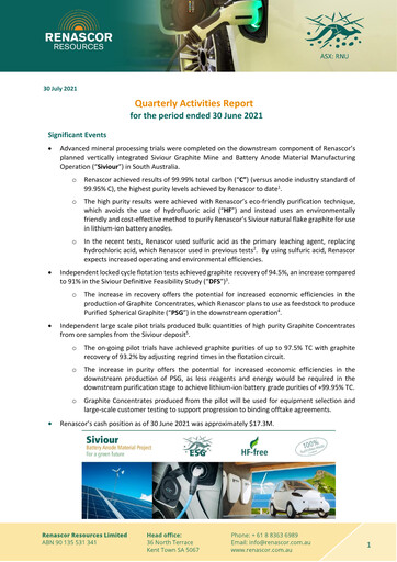 Thumbnail Renascor Resources Quarterly Report 2021-q4