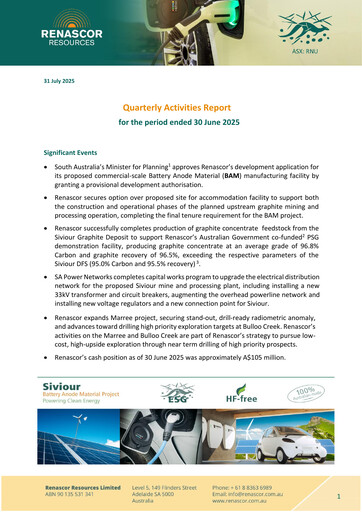 Thumbnail Renascor Resources Quarterly Report 2025-q2