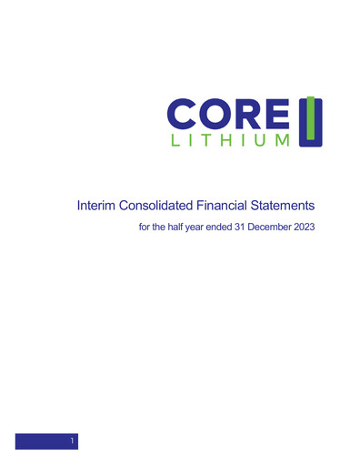 Thumbnail Core Lithium Ltd Half-year Report 2023-2024-h1