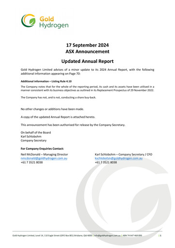 Miniature Gold Hydrogen Limited Rapport annuel 2024