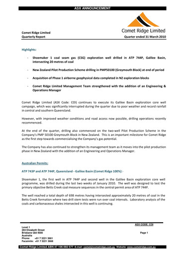 Thumbnail Comet Ridge Quarterly Report 2010-q3