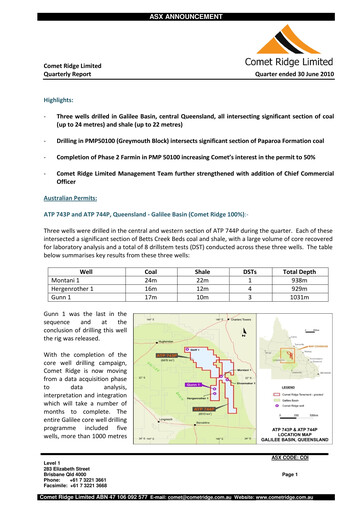 Thumbnail Comet Ridge Quarterly Report 2010-q4