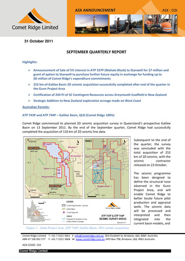 Thumbnail Comet Ridge Quarterly Report 2012-q1
