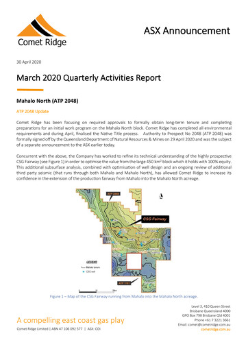 Thumbnail Comet Ridge Quarterly Report 2020-q3