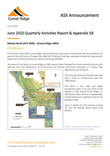 Thumbnail Comet Ridge Quarterly Report 2020-q4