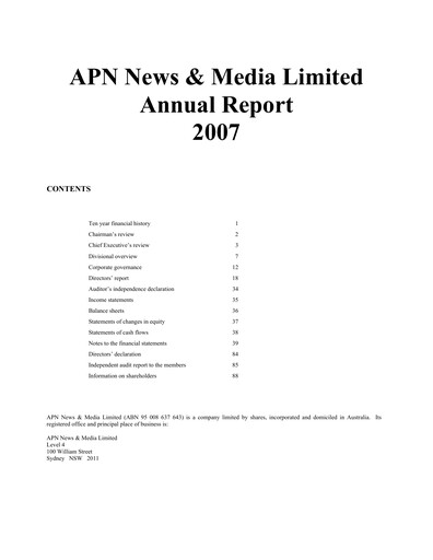 Thumbnail ARN Media Annual Report 2007