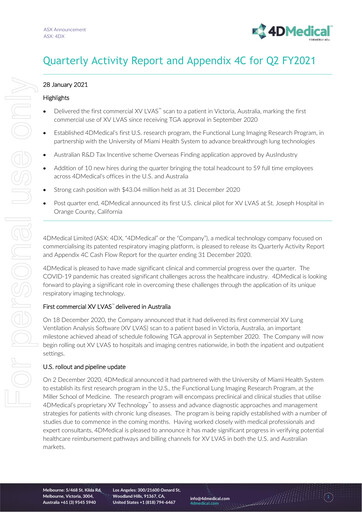 Thumbnail 4DMedical Limited Quarterly Report 2020-q4