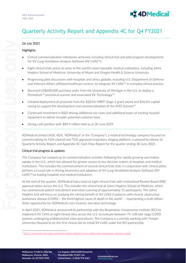 Thumbnail 4DMedical Limited Quarterly Report 2021-q2