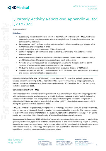 Thumbnail 4DMedical Limited Quarterly Report 2021-q4