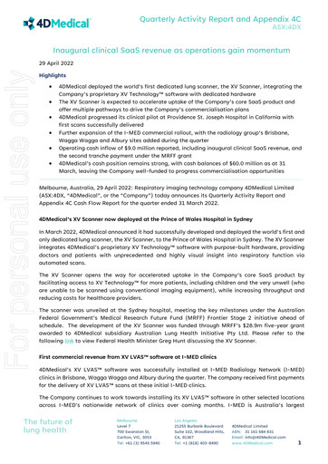 Thumbnail 4DMedical Limited Quarterly Report 2022-q1