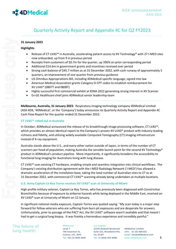 Thumbnail 4DMedical Limited Quarterly Report 2022-q4