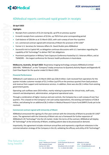 Thumbnail 4DMedical Limited Quarterly Report 2023-q1