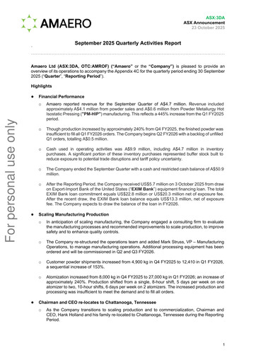 Thumbnail Amaero International Ltd Quarterly Report 2025-q3