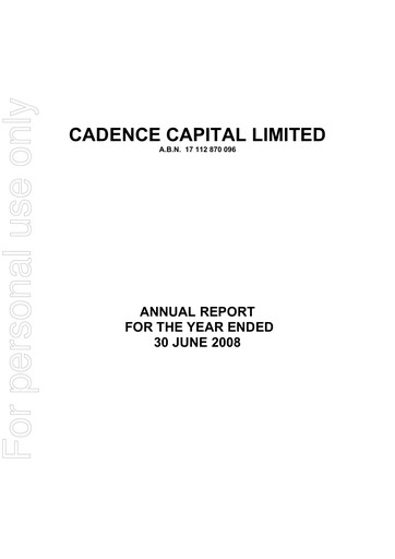 Thumbnail Cadence Capital Limited Annual Report 2008