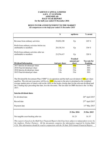 Thumbnail Cadence Capital Limited Financial Report 2017-h1