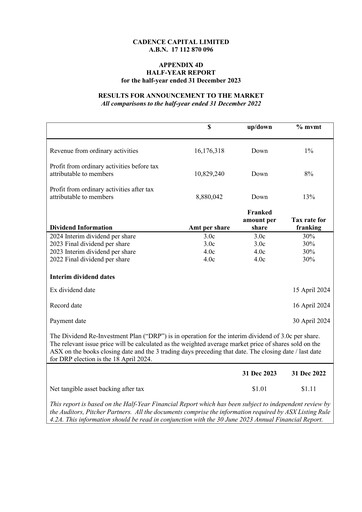 Thumbnail Cadence Capital Limited Financial Report 2024-h1